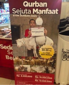 Advertising in Jakarta for sheep, goats and cattle for the Korban festival (2014).