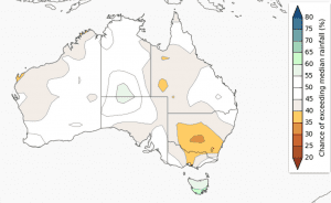 Chance of exceeding median rainfall September to November 2014. Source: BOM