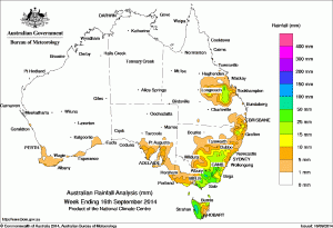 Rainfall for the week ending Tuesday, Sep 16.