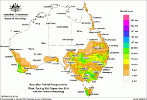 Rainfall recorded across Australia over the past week. Click on map to view in large format.