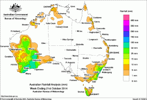 Rainfall across Australia over the past seven days. 