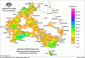 Rainfall recorded across Australia for the seven days to yesterday. Click on map to view in larger format