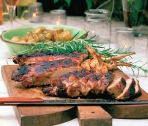 barbecued lamb leg butterflied