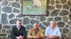 Sheepmeat leaders unite: From left, Beef+Lamb NZ director, Andrew Fox, ; Juan de Dios Arteaga from the National Mexican Sheep Producers Organisation; and Jeff Murray, Sheepmeat Council of Australia Vice-President