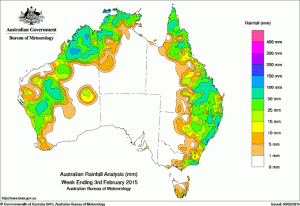 Rainfall recorded across Australia in the seven days to yesterday. 