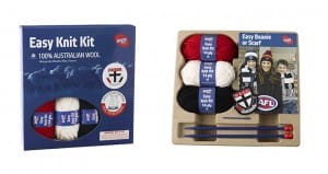AFL wool Knit Kits for beanies and scarves. 