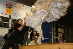 Joanne Kumeroa winning the open woolhandling at Warrnambool last year.