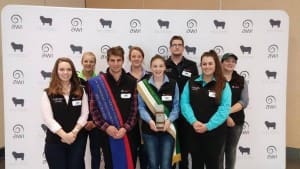 The La Trobe University team, from left, trainer Hannah White, Emily Coutts, Edmond Lyon, Micaela Cosgrove, Belinda Amess, Alan Redfern, Jemma Sanderson and Tanie Calder.