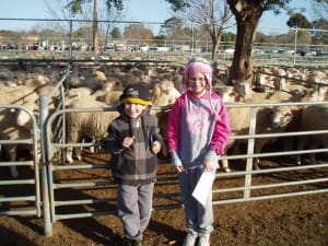 Jobe and Makenzie Clarke enjoyed their time at the Ouyen saleyards on Thursday.