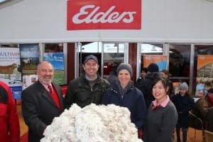 Elders showfloor manager Mal Nichols, left, with Tim and Carla Brody, and Elders technical officer Samantha Wan.