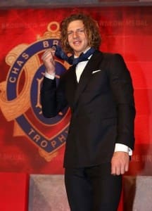 2015 Brownlow  Medal winner Nat Fyfe in his pure wool Zegna suit