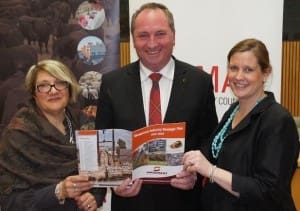 At the SISP launch were, from left, development committee chair Kate Joseph, Agriculture Minister Barnaby Joyce and SCA CEO Kat Giles.