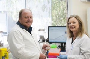 DAFWA’s Dr Nicky Buller, right, and Eckard Klein are validating a new test for virulent footrot.