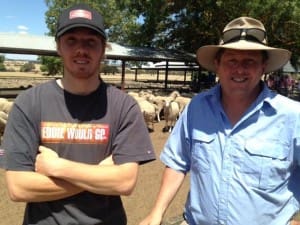 Salt Creek first cross ewe buyers Wayne and Chris Bruty.