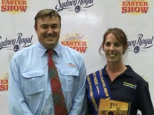 Winning Western Institute of Tafe wool classer trainer Frank Roberts with his top student Audra Field. Picture: Western Institute of Tafe.