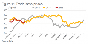 Trade lamb price forecast April-2016