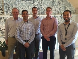 Sheep CRC CEO James Rowe; D2D CRC CEO Sanjay Mazumdar; D2D CRC research director, Brenton Cooper; D2D CRC senior data scientist, Troy Wuttke and D2D CRC machine learning specialist, Jason Signolet.
