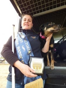 State senior woolhandling winner at Bendigo Ali Davies with her dog Wybimbie Bess.