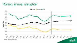 Rolling annual slaughter MLA July 2016