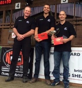 Victorious Kiwis, from left, team manager Sam Saunders, Rowkand Smith and John Kirkpatrick.