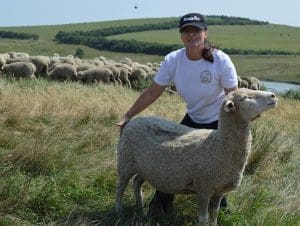 All-Russian Scientific Research Institute of Sheep and Goat Breeding director Marina Selionova with North Causasian mutton-wool sheep