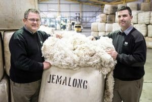  Jemalong Wool tehcnical services manager David Quirk, left, and managing director Rowan Woods.