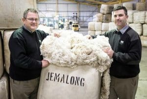 Jemalong Wool tehcnical services manager David Quirk, left, and managing director Rowan Woods.