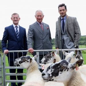 At the Dumfries House Wool Conference, from left, Marks & Spencer CEO Steve Rowe, Prince Charles, and supermodel David Gandy.