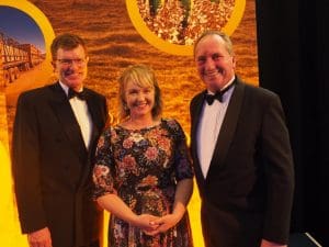 RIRDC Rural Woman of the Year, Sophie Hanse, with Calare MP Andrew Gee, left, and deputy PM Barnaby Joyce.