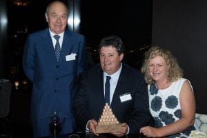 Alberton Barberis Canonico, left, with VBC Wool Excellence Award winners Garry and Sharon Meek.