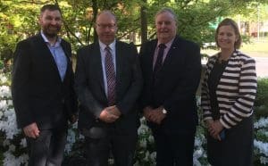 MLA international business manager for Europe & Russia Josh Anderson, left, with Welsh MEP Derek Vaughan, SCA president Jeff Murray and SCA CEO Kathleen Giles.
