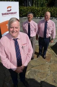 Sheepmeat Council of Australia president Jeff Murray, left, with vice-president Allan Piggott and treasurer John Wallace.