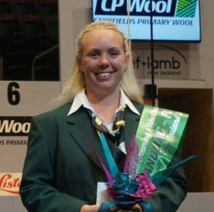 Victorian wool handler Sophie Huf placed fourth in her first world championship. Picture - Flick Wingfield.