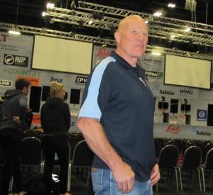 World shearing and woolhandling championships committee chairman Tom Wilson in ILT Stadium Southlan. Picture - Shearing Sports NZ.